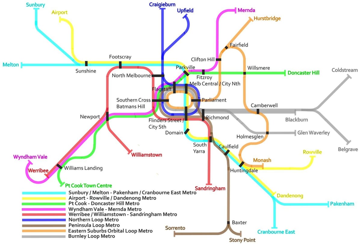 மெட்ரோ ரயில் வரைபடம் மெல்போர்ன்