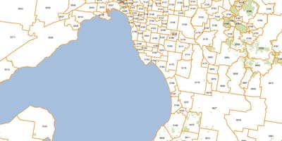 வரைபடம் மெல்போர்ன் postcodes